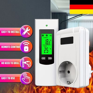Funk Steckdose LED Thermostat Heizung Infrarotheizung Steuerung Temperatur DHL