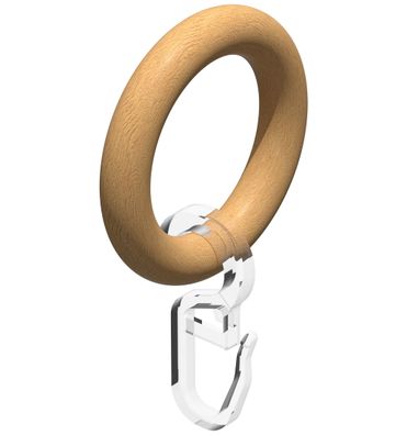 Interdeco Holz-Ringe mit Haken 42/26 mm für Stange 16 mm Ø Buche