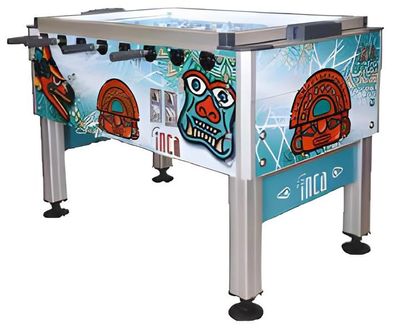 Professioneller Kickertisch aus Aluminium und MDF in Mehrfarbig