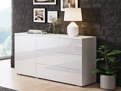 Kommode Awit 110 Highboard mit 3 Schubladen und Tür Stilvoll Sideboard