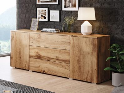 Kommode Awit 150 Highboard mit 3 Schubladen und 2 Türen Stilvoll Sideboard