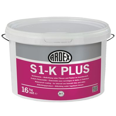 ARDEX S 1-K PLUS Dichtmasse 16 KG Abdichtung Fliesen Platten Innenbereich Bad