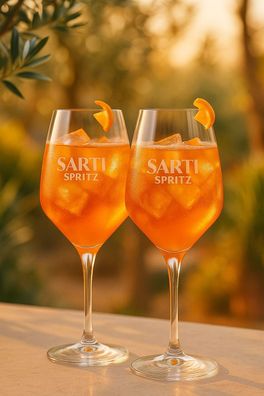 SARTI Spritz Weingläser 2er Set – Hochwertige Aperitivo-Gläser mit Gravur, eleg