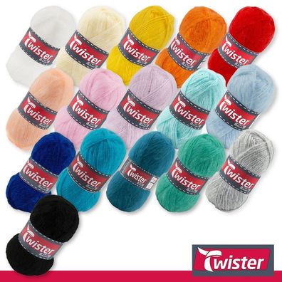 Twister 50 g Fluffy Stricken Häkeln Wolle Basicgarn 16 Farben