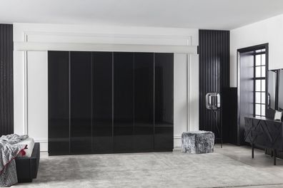 Kleiderschrank Schrank 264cm Schränke Möbel Schlafzimmer Schwarzer Holzschrank