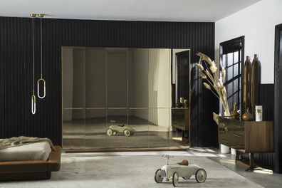 Schlafzimmer Kommode Kleiderschrank Möbel Einrichtung Glasschrank 2tlg