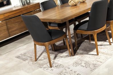 Luxus Lehnstuhl Lederstuhl Polster Stühle Loft Designer Möbel Schwarz Küchen