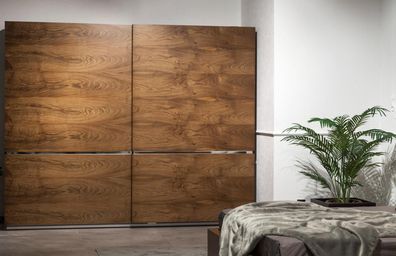 Großer Schwebetüren Schrank Kleiderschrank Brauner Kleiderschränke 265cm