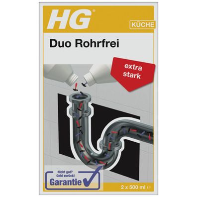 HG Duo Rohrfrei Abflussfrei Extrem Stark 2-Komponenten 2 x 500ml Verstopfungen