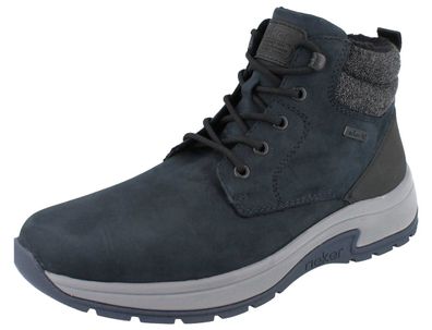 RIEKER Herren Schnürstiefel blau Rauleder