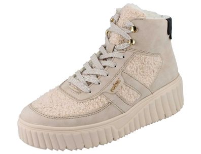 RIEKER Damen High Sneaker beige Kunstleder Textil