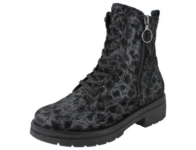 Waldläufer K-Zoe Damen Schnürstiefelette schwarz Nubukleder