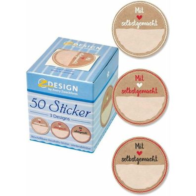 50 AVERY Zweckform Aufkleber 56818 Mit Liebe gemacht