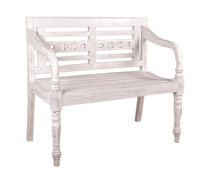 Bank MOYO, 2-Sitzer, Mahagoni, weiß-antik
