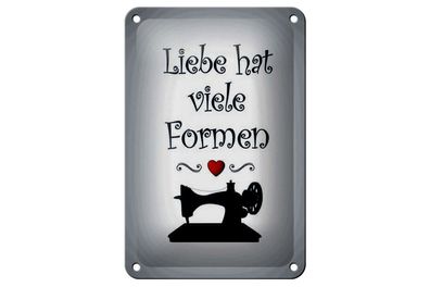 Blechschild Nähen Liebe hat viele Formen, 3 verschied Größen, Spruch Hobby