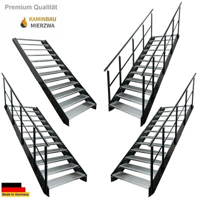 Wangentreppe Geländer 12 Stu. Wangen und Geländer Pulverlackiert H:228cm
