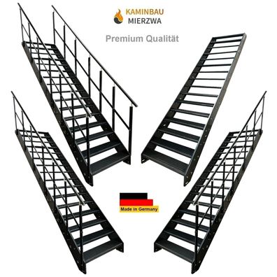 Wangentreppe Geländer 16 Stu. Ganz Pulverlackiert H:304cm