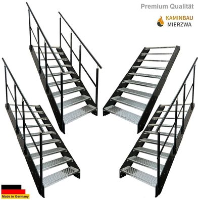 Wangentreppe Geländer 9 Stu. Wangen und Geländer Pulverlackiert H:171cm