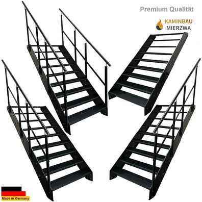 Wangentreppe Geländer 9 Stu. Ganz Pulverlackiert H:171cm