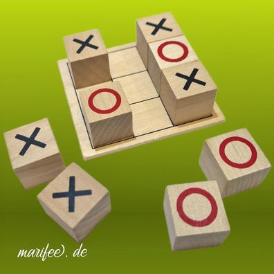 Tic Tac Toe-Spiel Naturholz, 77 × 77 × 31 mm, drei gewinnt Art.-Nr. 11163