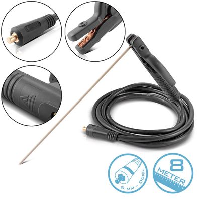 Stahlwerk MMA ARC Elektrodenhalter 200 A mit 8 m Schweißkabel 25 mm² 9 mm Dorn