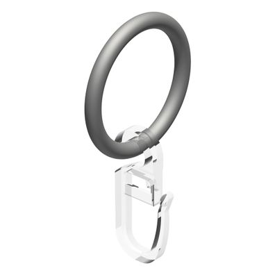 Interdeco PVC-Ringe mit Haken 32/25 mm für Stange 16 mm Ø Silbergrau