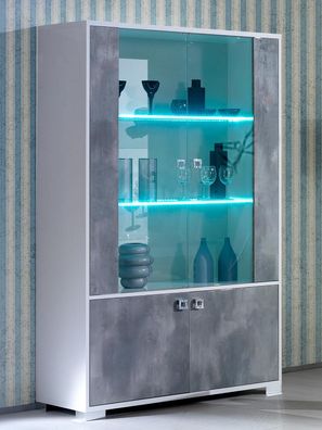 Kommode Vitrine Kommoden Vitrinen Kommodenschrank Glas Design Schrank LED Neu