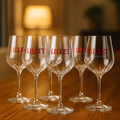 Lillet Weingläser 6er Set – Original Lillet L’Apéritif Gläser, 15 cl geeicht –