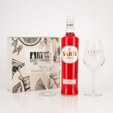 Sarti Spritz Geschenkset – Sarti Rosa 0,7L (14% Vol.) mit 2 Original Sarti Spri