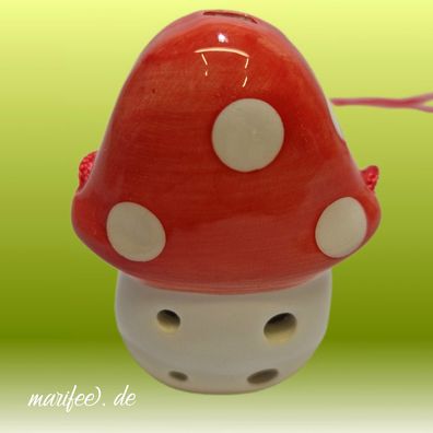 Okarina, 6-Loch-Kinderflöte aus Porzellan, Pilz, Rot-Weiss Art.-Nr. 11166