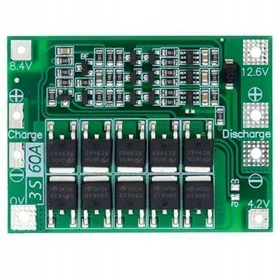 Rosfix Ladecontroller Li-Ion 3S 60A – BMS mit Balancer | 60×41×4 mm