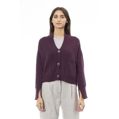 Alpha Studio Burgundy Merino Wool Women Cardigan