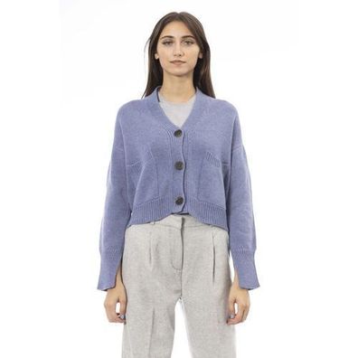 Alpha Studio Light Blue Merino Wool Women Cardigan