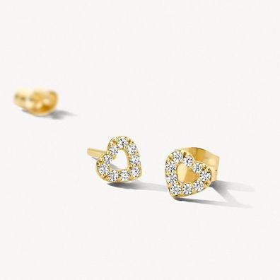 Ohrstecker - Gelbgold 585 14K - Zirkonia - Herz