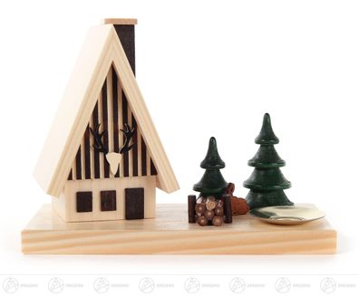 Räucherhaus Waldhaus mit Hase/Bäume Kerzenhalter, Kerze d=14mm 15cmx11cmx7,5cm