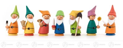 Miniatur Zwergenschar (7) H=ca 5,5 cm NEU Erzgebirge Weihnachtsfigur Holzfigur