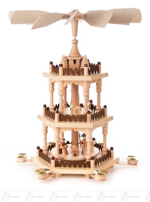 Pyramide mit Christi Geburt, 2-stöckig, für Kerzen d=14mm BxHxT 33 cmx40cmx33 cm