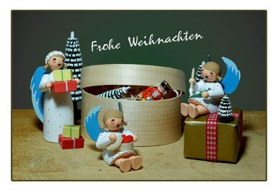 Postkarte Engel Frohe Weihnachten"" BxH 16x11cm NEU Bildpostkarte Erzgebirge