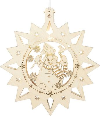 Fensterstern Schneemann elektrisch beleuchtet LED natur BxHxT 30x32,5x4,5cm NE