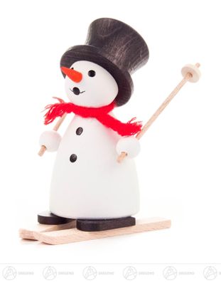 Weihnachtliche Miniatur Schneemann auf Ski BxHxT 4 cmx8 cmx3 cm NEU Erzgebirge