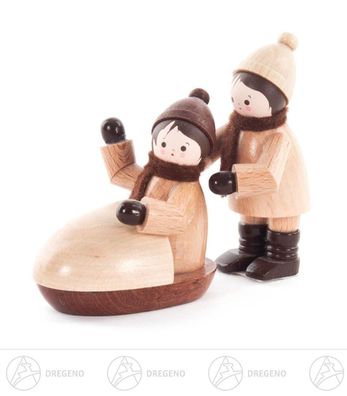 Weihnachtliche Miniatur Bobfahrer natur (2) H=ca 5 cm NEU Erzgebirge