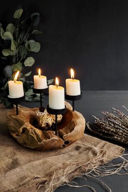 Kerzenhalter NILA, für 4 Kerzen, aus Teakholz