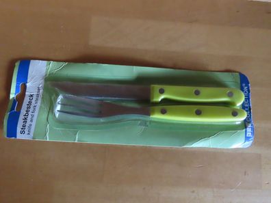 Besteck Steakbesteck 1 Messer + 1 Gabeln mit gelben Griff JES Collection