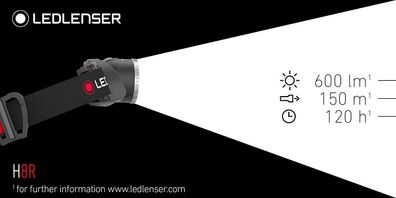 Stirnlampe Ledlenser H8R 600 Lumen, wiederaufladbar