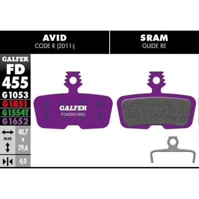 Bremsbeläge Galfer fér E-Bike, violett
