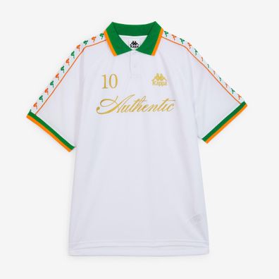 Fußballtrikot Kappa 222 Banda Notilox Weiß mit Grén und Orange Akzenten