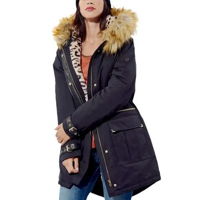 Mantel Kaporal Lofty Schwarze Damen Parka mit Kapuze