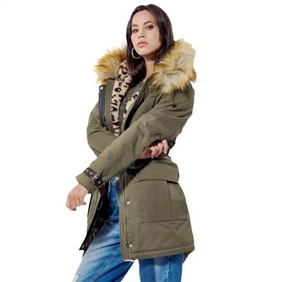 Parka Kaporal mit abnehmbarer Kapuze und Leopardenfutter