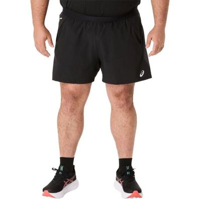 Short Asics ROAD 5IN fér Herren, schwarz, atmungsaktiv