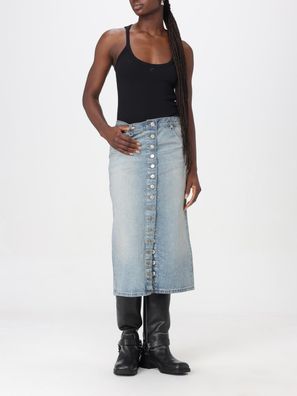 Rock CourrÜges Denim lange blaue Knopfleiste